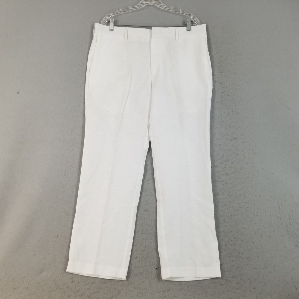 Cubavera Dress Pants Men 36x30 White Linen Blend Summer‎ Resort Casual Straight